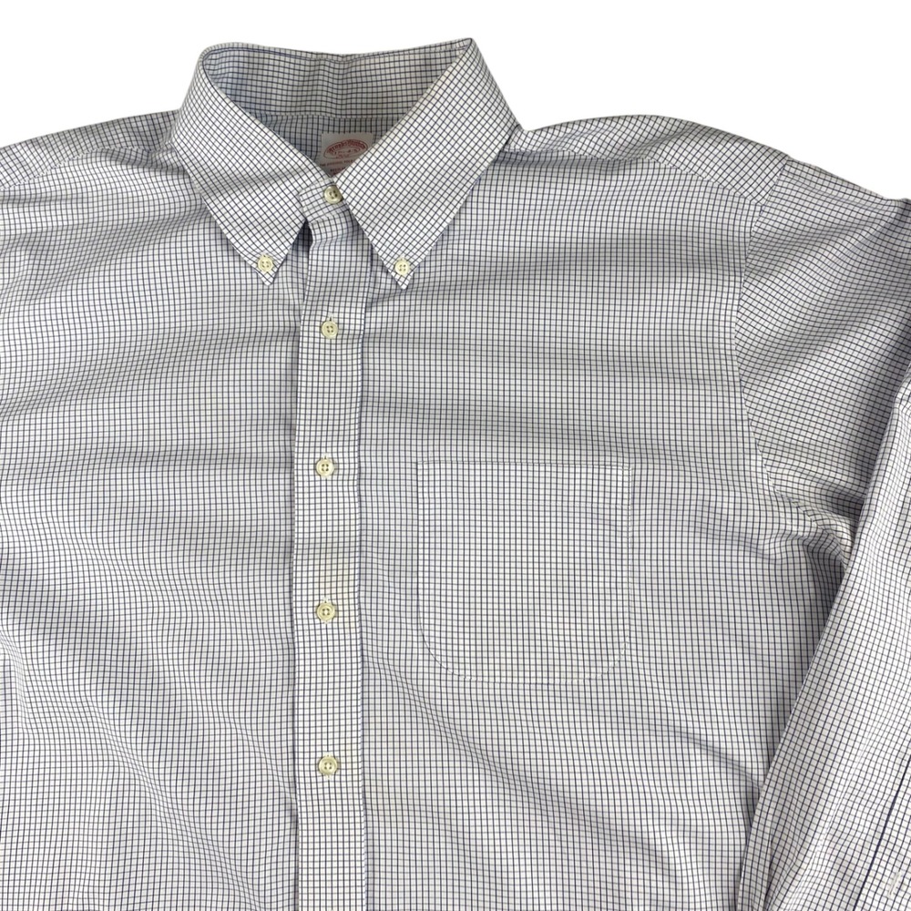 Brooks Brothers Button Down Shirt Men's 17 1/2 4/5 Regular Fit Blue Check‎